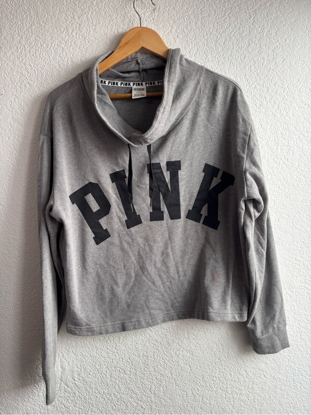 Y2K Victoria's Secret PINK Gray Cowl Pullover Sweatshirt Womens Medium